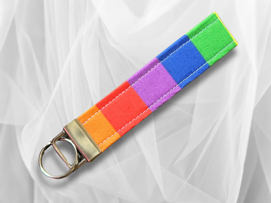 Key Fob, Wristlet Keyring, New Driver Gift, Rainbow, LGBTQ+