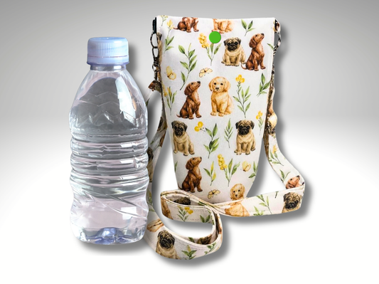 Puppy Dogs Bottle Travel Bag, Water Bottle Bag, Hiking dog walking bag, cross body bag