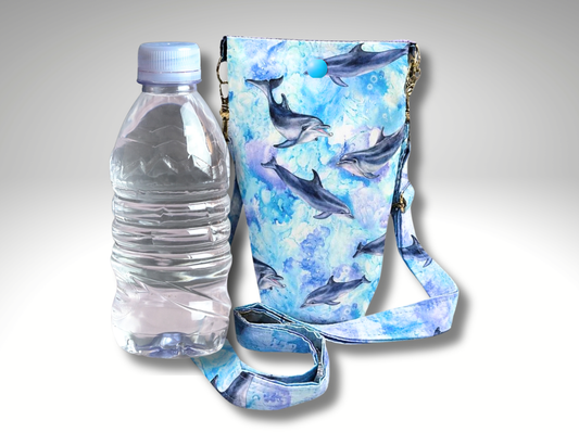 Dolphin Bottle Travel Bag, Water Bottle Bag, Hiking dog walking bag, cross body bag