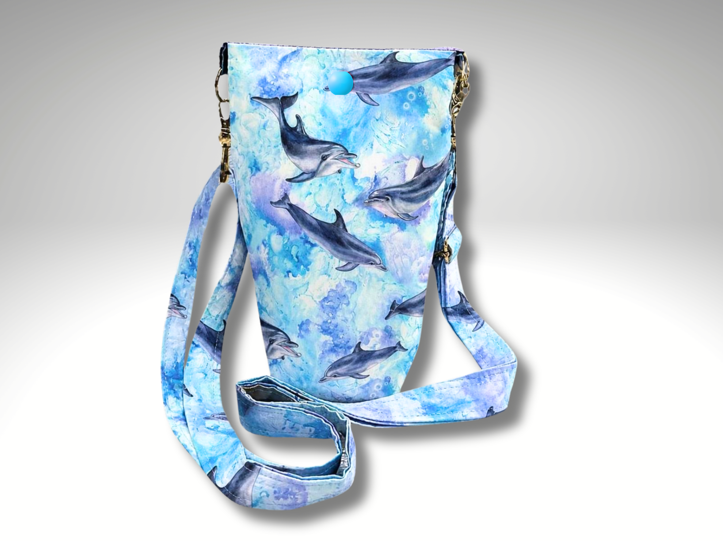 Dolphin Bottle Travel Bag, Water Bottle Bag, Hiking dog walking bag, cross body bag
