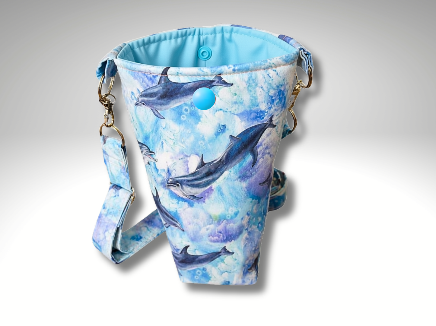 Dolphin Bottle Travel Bag, Water Bottle Bag, Hiking dog walking bag, cross body bag