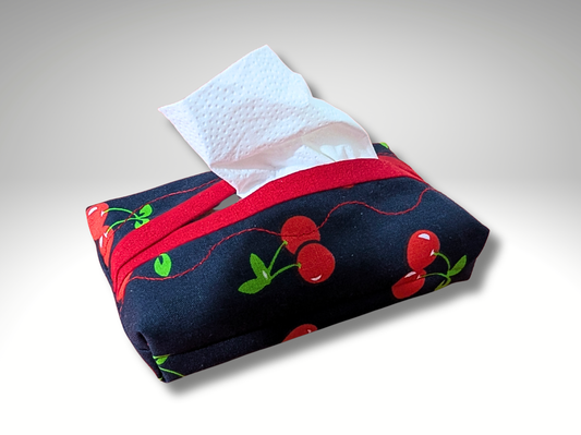 Pocket tissue holder, Key fob tissue holder, travel tissue, Tissue dispenser, Cherries