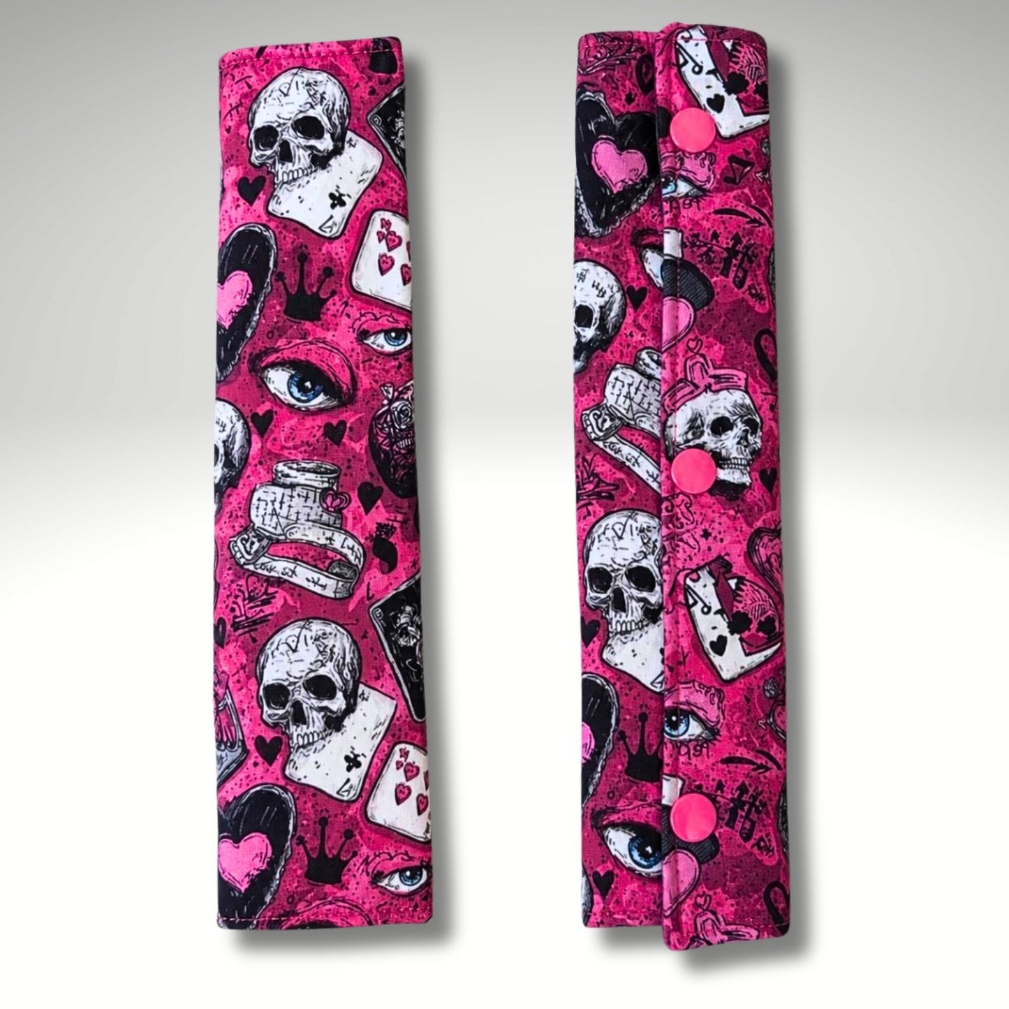 Seatbelt Cover Sleeve, Car accessories, Pink Skulls and Hearts, New driver Gift