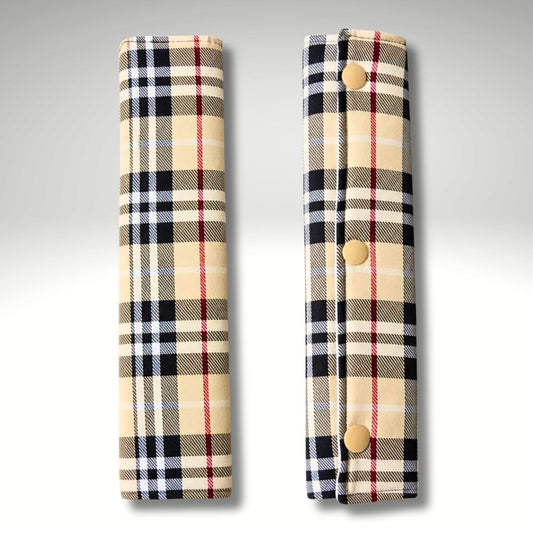Seatbelt Cover Sleeve, Car accessories, Luxury Cream Tartan, New driver Gift