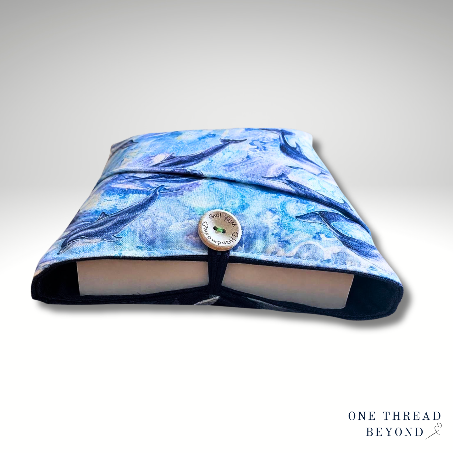 Dolphins book sleeve, padded book protector, book jacket, bookmark