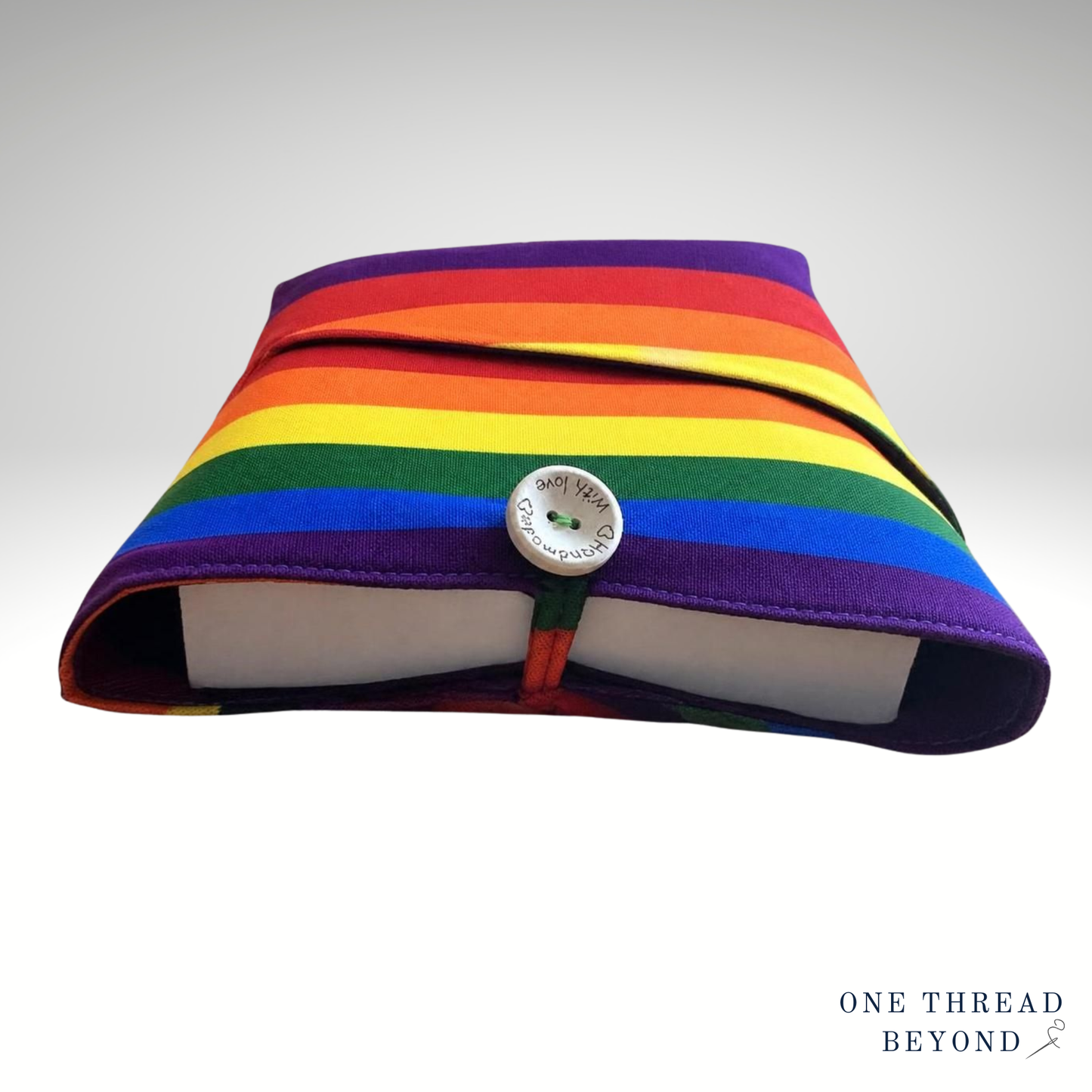 Rainbow Book sleeve, padded book protector, book jacket, bookmark, Pride