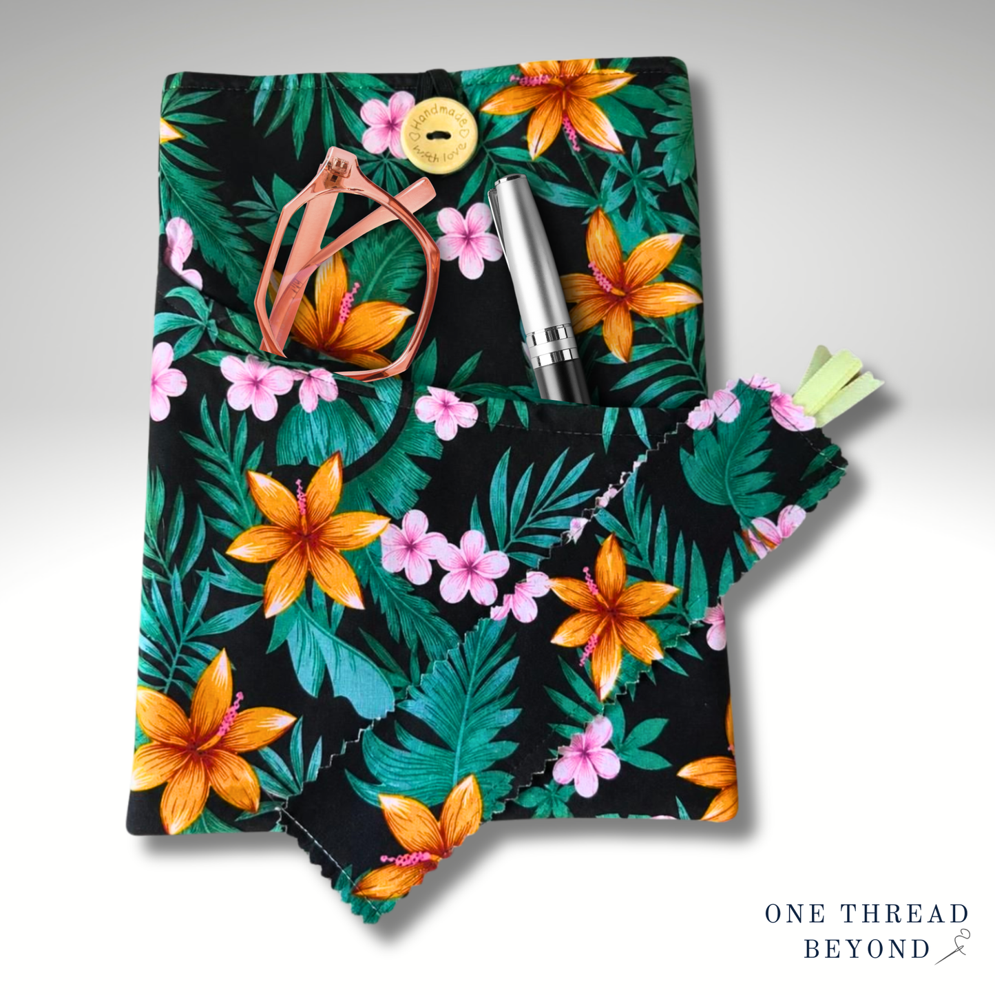 Floral Book sleeve, padded book protector, book jacket, bookmark, Flowers