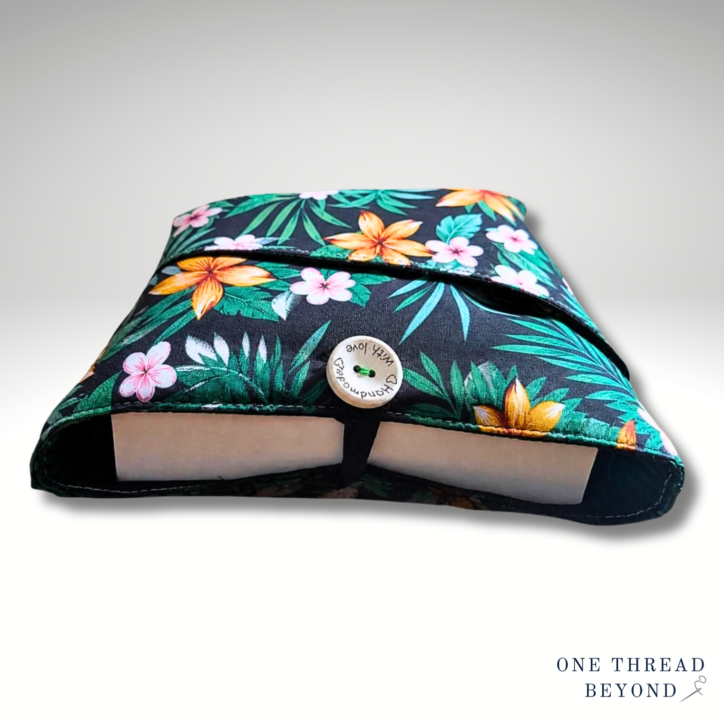 Floral Book sleeve, padded book protector, book jacket, bookmark, Flowers