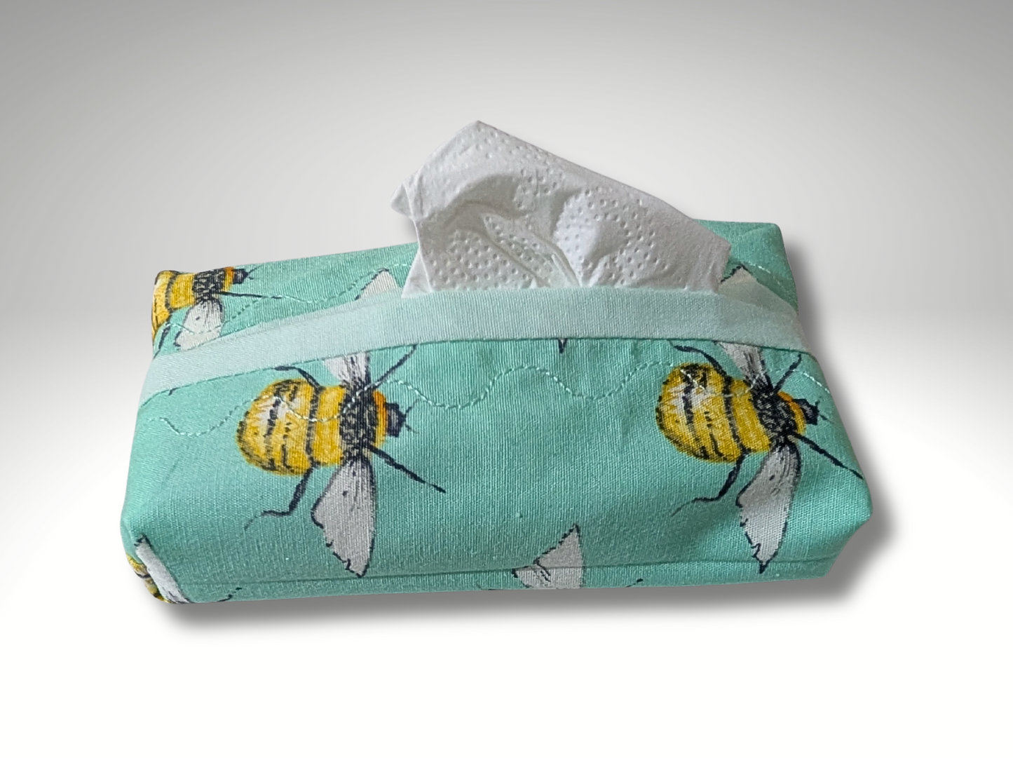 Pocket tissue holder, Key fob tissue holder, travel tissue, Bumble Bee