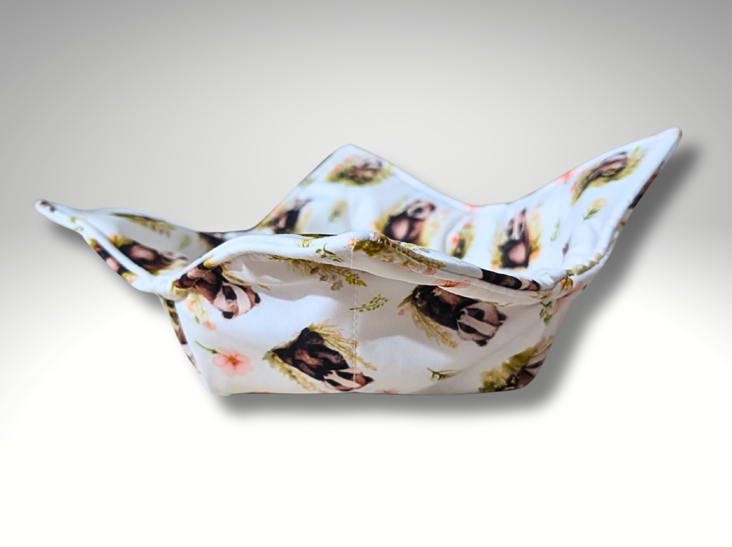 Badger bowl cozy, bowl cosy, bowl holder, potholder, bowl hugger