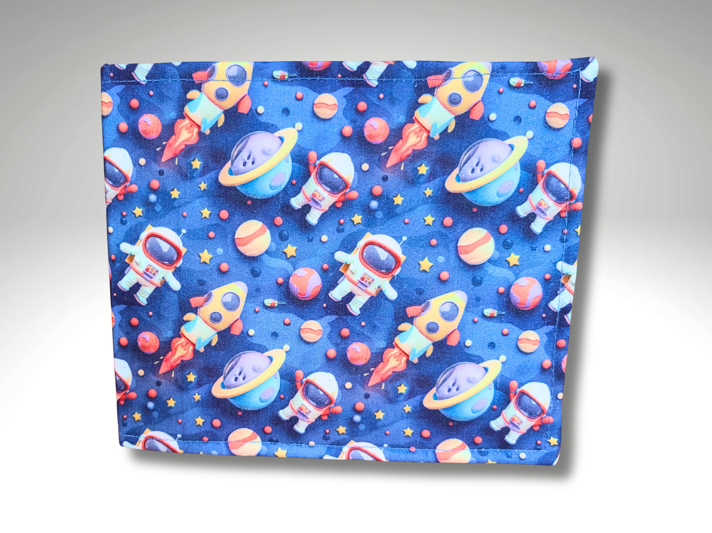 Children’s Blue Badge holder, Hologram Safe, Disabled parking permit wallet, spaceman, Planets, Astronaut