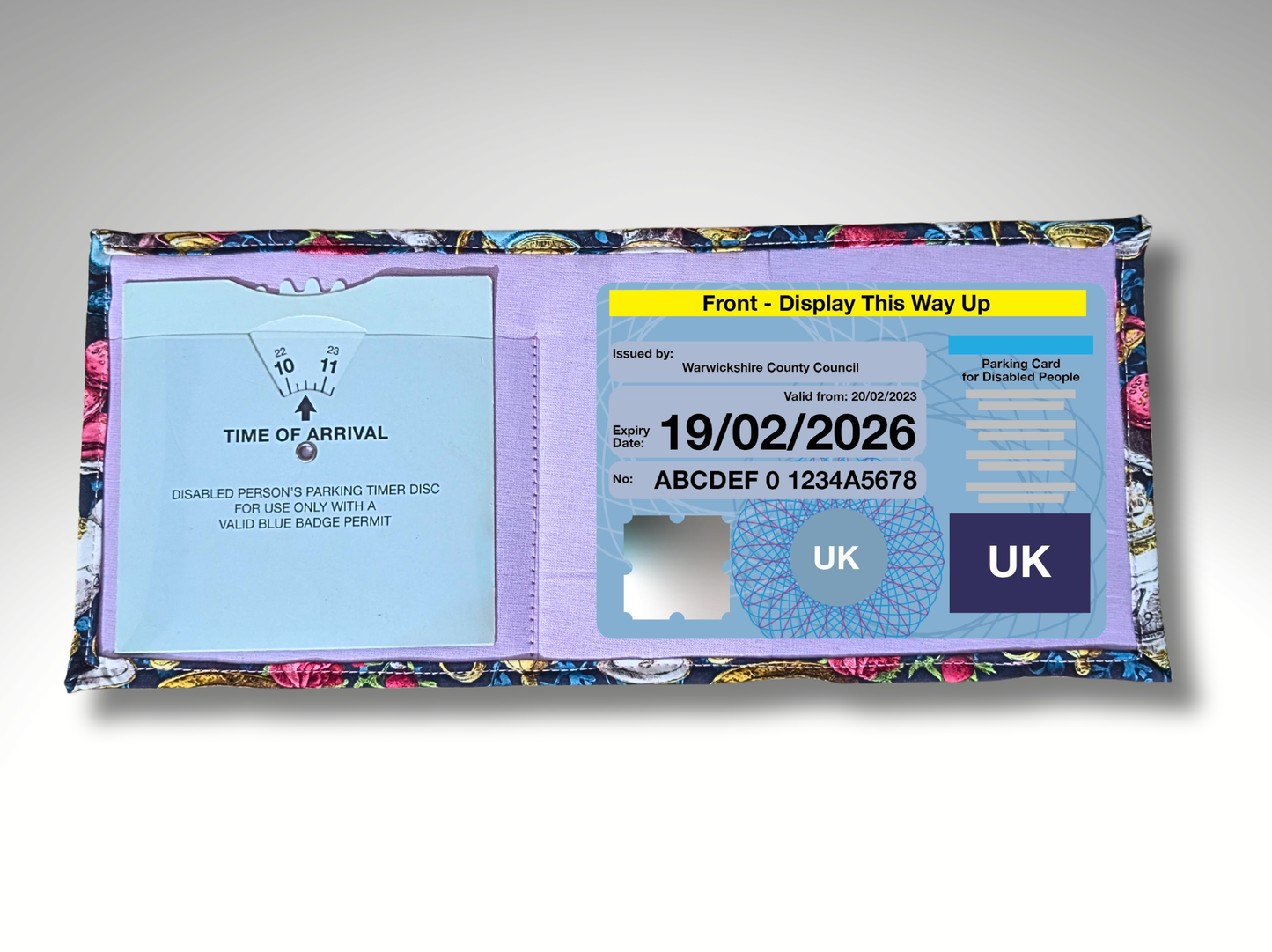 Tea Party Blue Badge holder, Hologram Safe, Disabled parking permit holder
