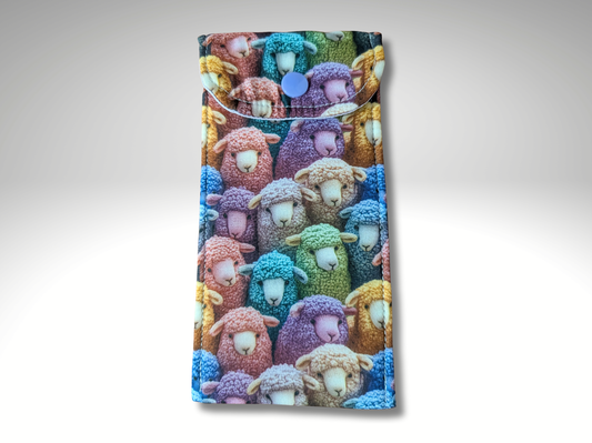 Glasses case, sunglasses pouch, soft padded glasses case, Sheep