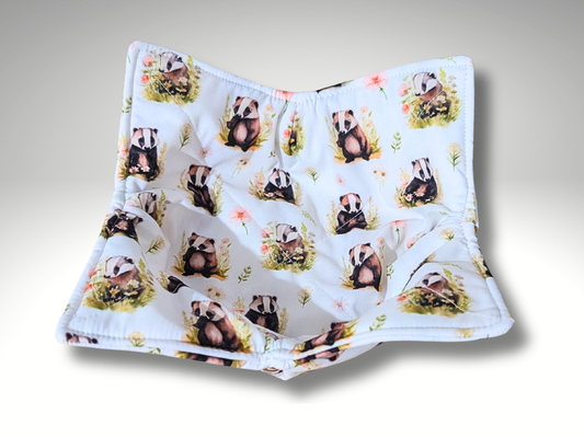 Badger bowl cozy, bowl cosy, bowl holder, potholder, bowl hugger