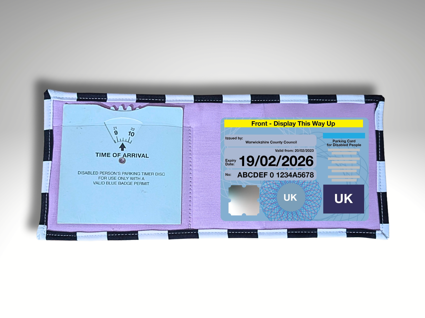 Monochrome  Blue Badge holder, Hologram Safe, Disabled parking permit, Black and White checkered