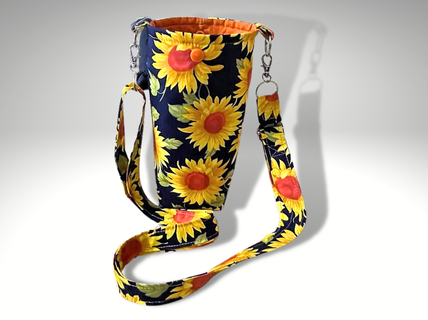 Bottle bag, travel bottle bag, water bottle bag, hiking bag, dog walking bag, across body bag, Sunflowers
