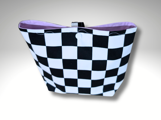 Monochrome Car tidy bin, new driver gift, storage bag, Car accessory, Black and White Checkered