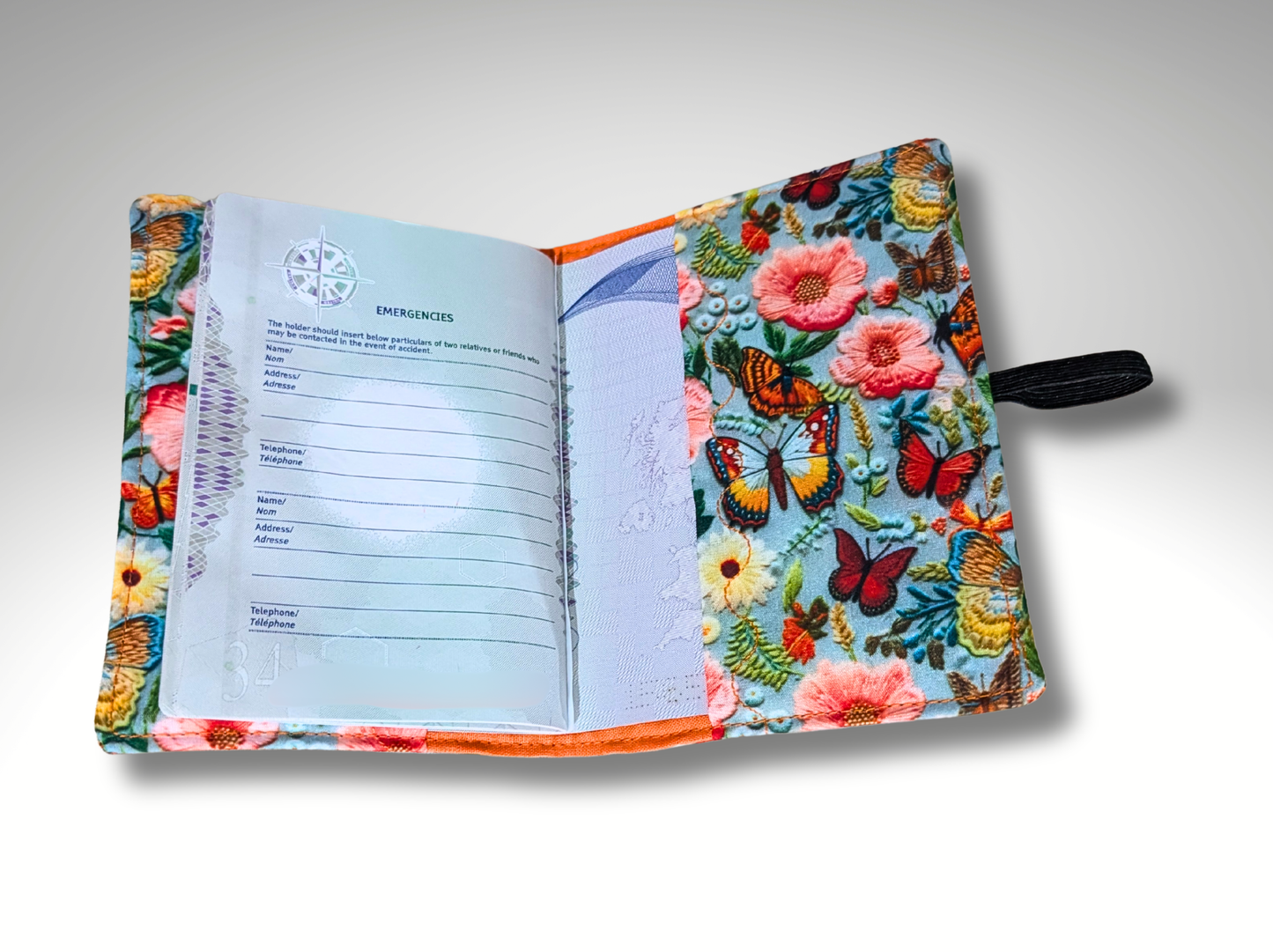 Butterfly passport cover, passport holder, passport wallet