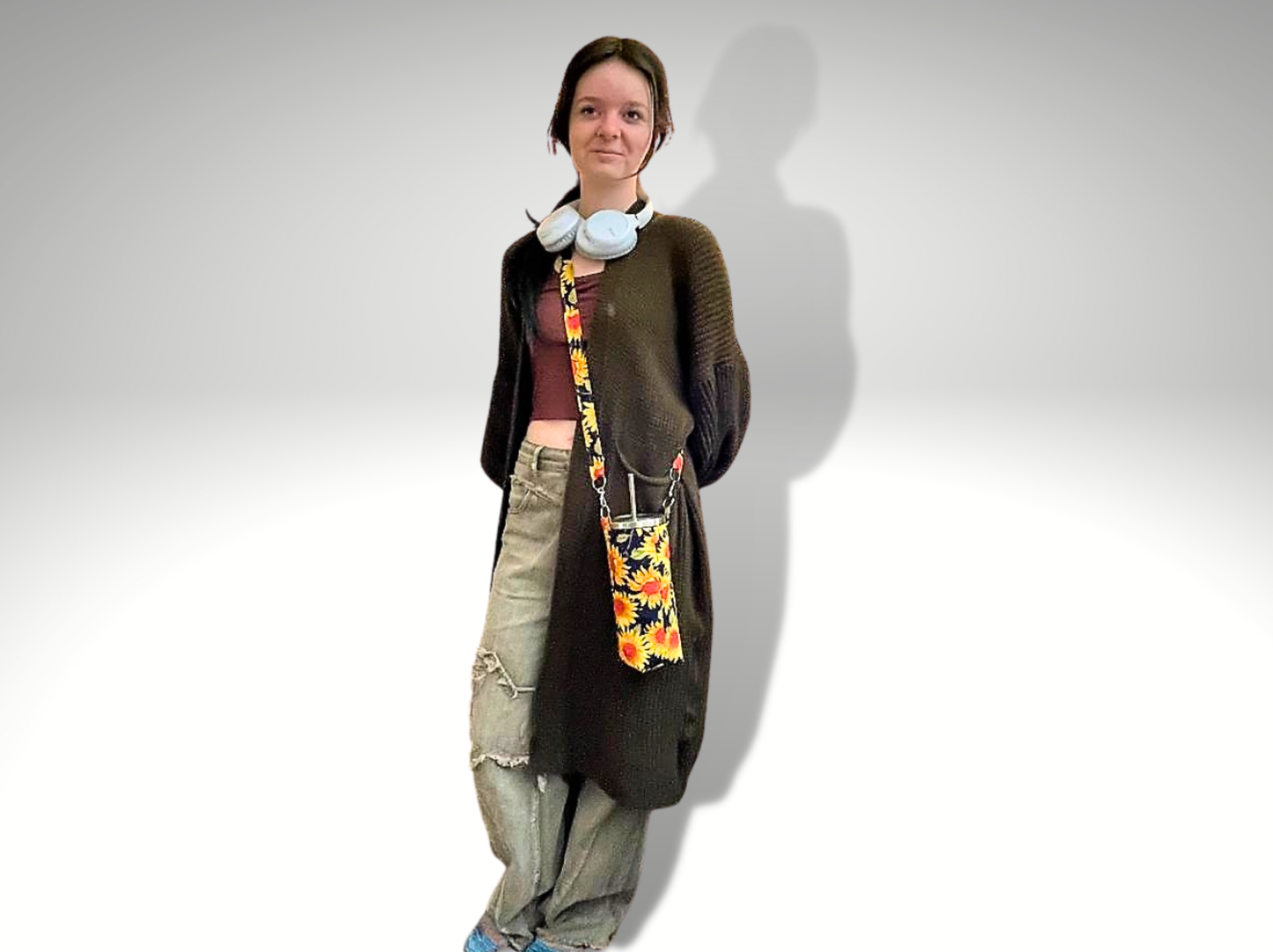 Bottle bag, travel bottle bag, water bottle bag, hiking bag, dog walking bag, across body bag, Sunflowers