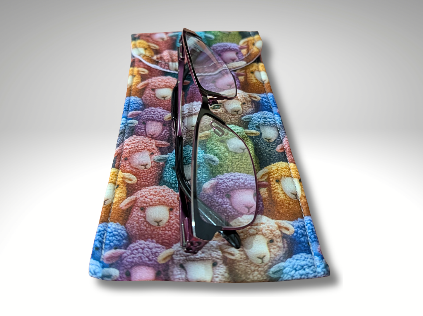 Glasses case, sunglasses pouch, soft padded glasses case, Sheep