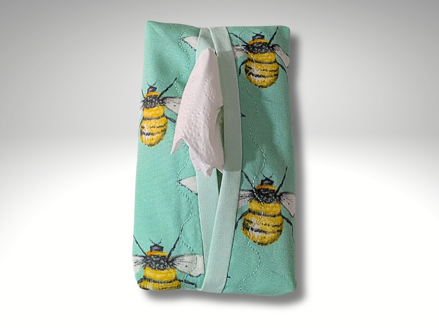 Pocket tissue holder, Key fob tissue holder, travel tissue, Bumble Bee