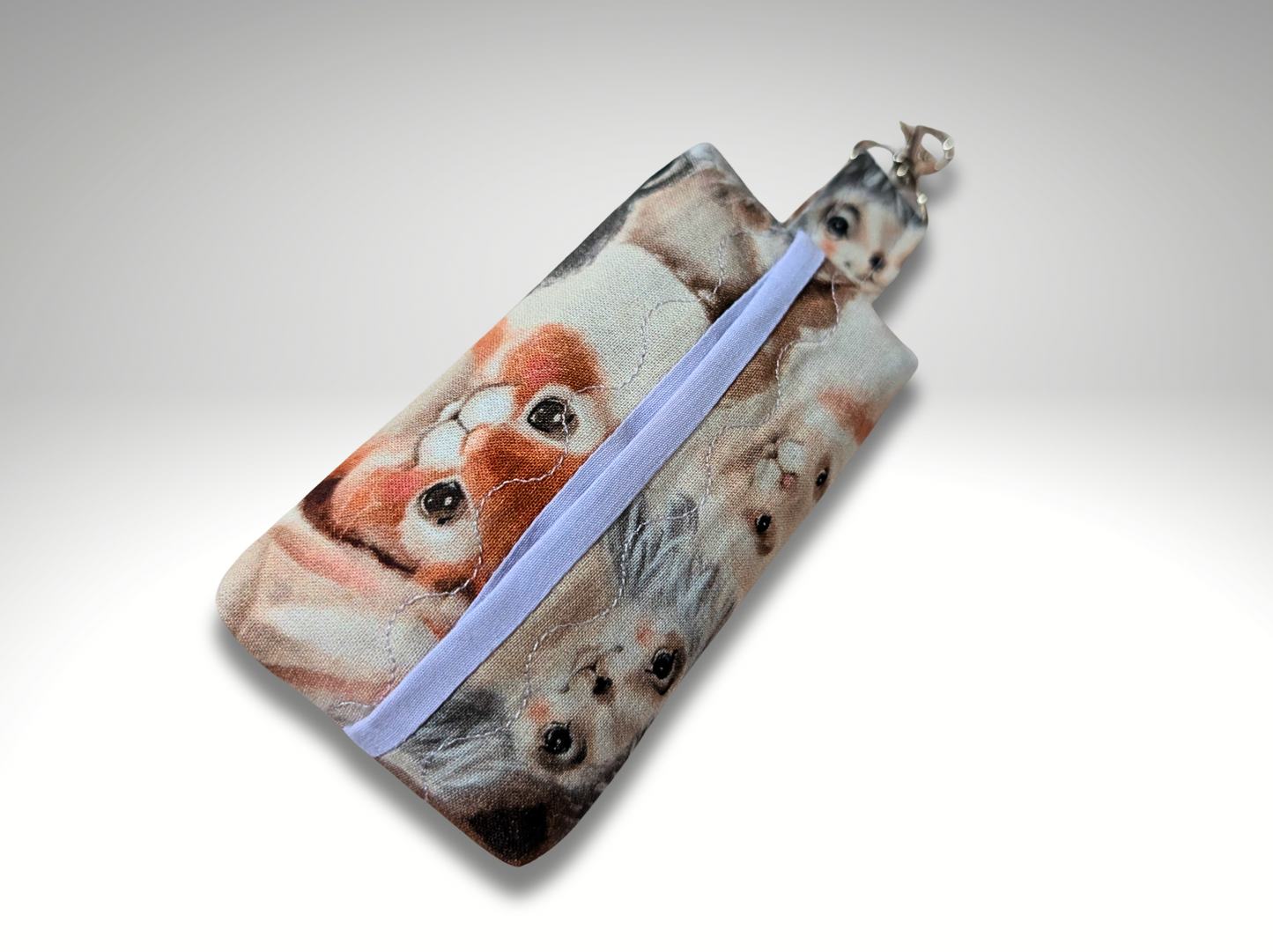 Pocket tissue holder, Key fob tissue holder, travel tissue, tissue dispenser, cute animals