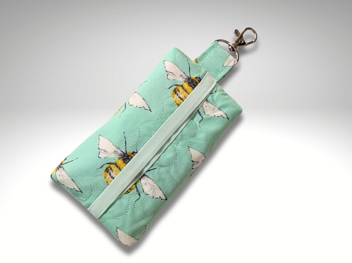 Pocket tissue holder, Key fob tissue holder, travel tissue, Bumble Bee