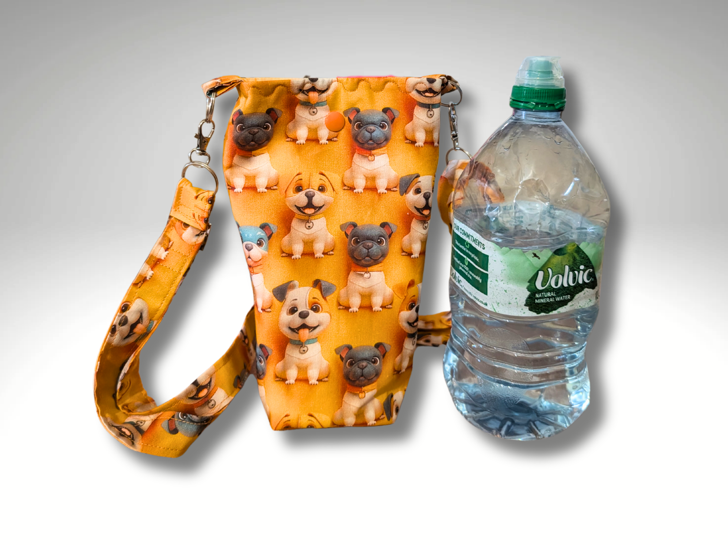 Bottle bag, travel bottle bag, water bottle bag, hiking bag, dog walking bag, across body bag, 3D puppy