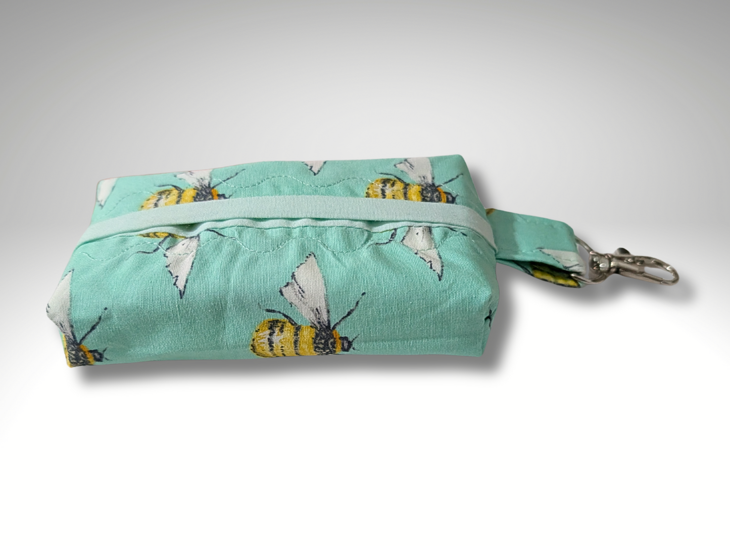 Pocket tissue holder, Key fob tissue holder, travel tissue, Bumble Bee