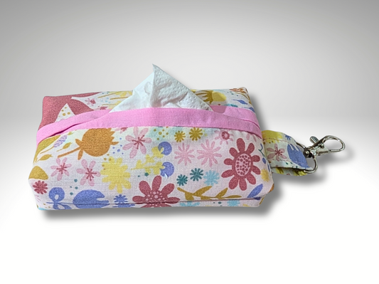 Pocket tissue holder, Key fob tissue holder, travel tissue, Spring Rabbits