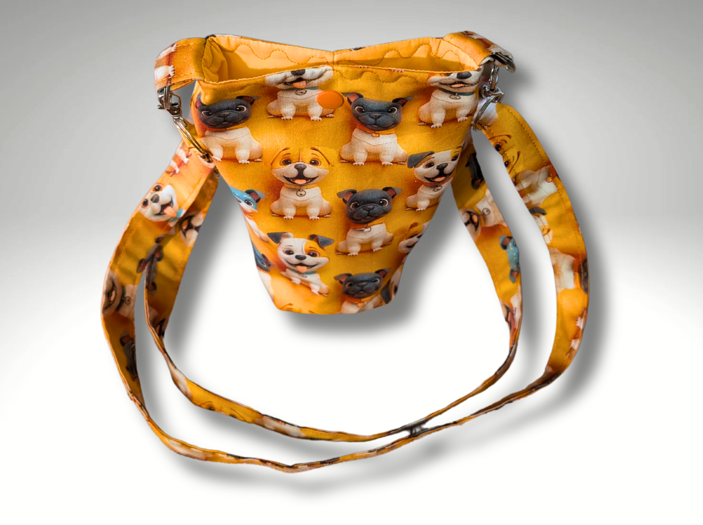 Bottle bag, travel bottle bag, water bottle bag, hiking bag, dog walking bag, across body bag, 3D puppy