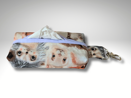 Pocket tissue holder, Key fob tissue holder, travel tissue, tissue dispenser, cute animals