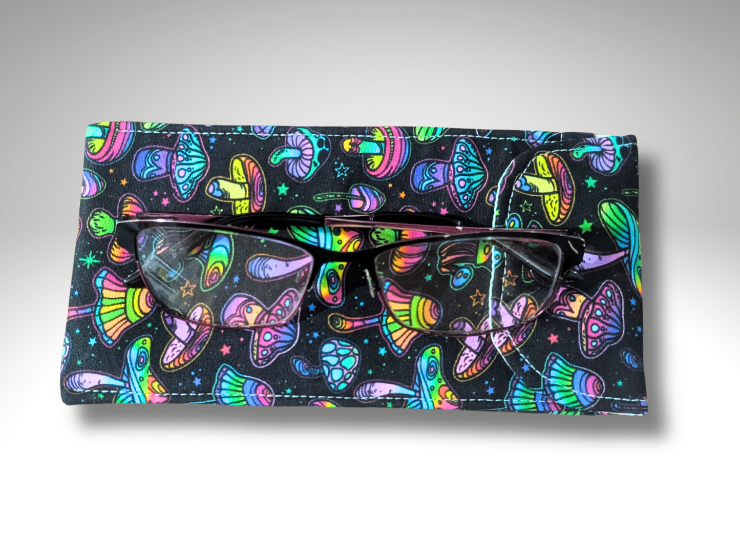 Glasses case, sunglasses case, soft padded glasses case, Mushrooms, soft pouch