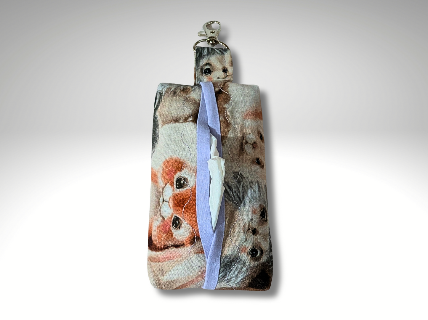 Pocket tissue holder, Key fob tissue holder, travel tissue, tissue dispenser, cute animals