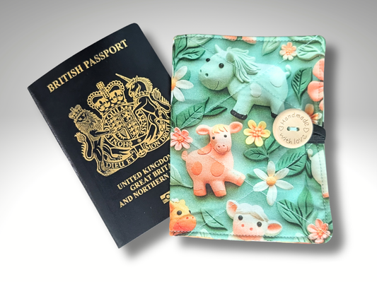 Passport cover, passport holder, passport wallet, passport protector, Farm animals