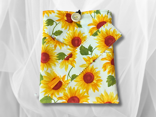 Book Sleeve, Book protector, book protector, Book cover, Book Pouch, book mark, sunflowers