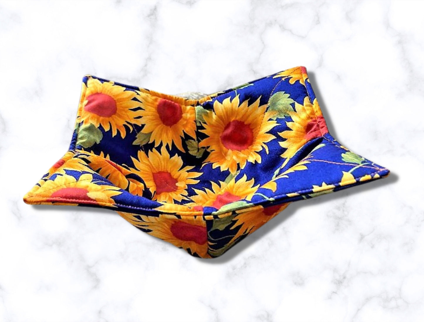 Bowl cozy, Bowl holder, reversible, sunflowers, mothers day gift, housewarming gift, spring gifts, potholder, kitchen accessory