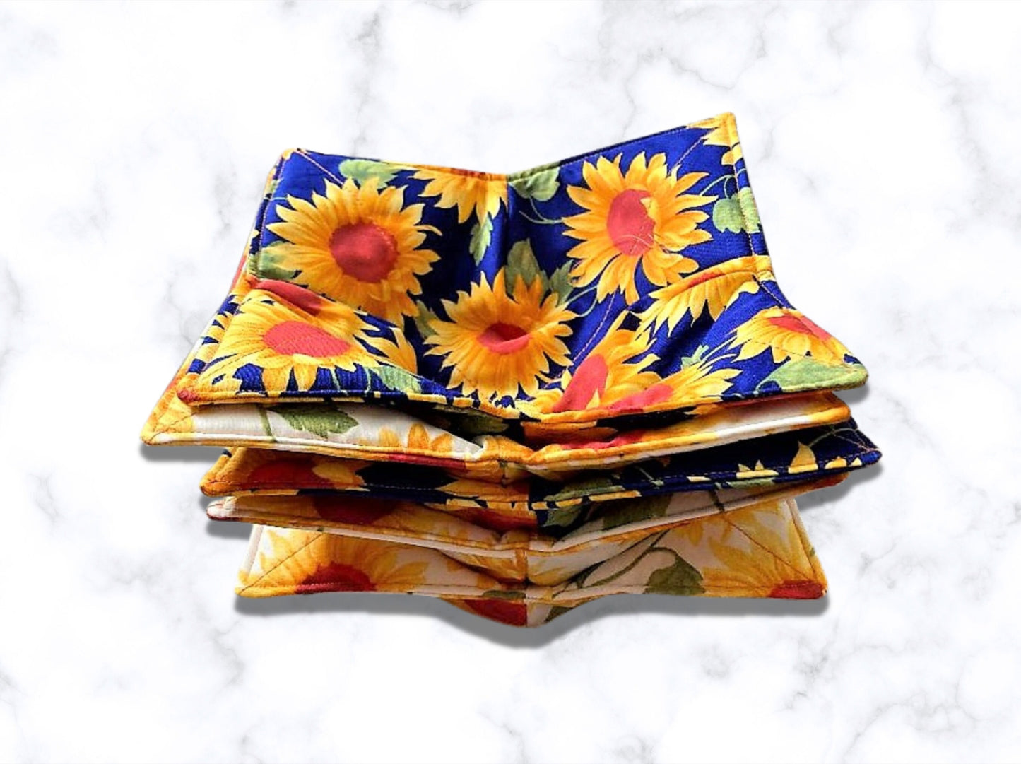 Bowl cozy, Bowl holder, reversible, sunflowers, mothers day gift, housewarming gift, spring gifts, potholder, kitchen accessory