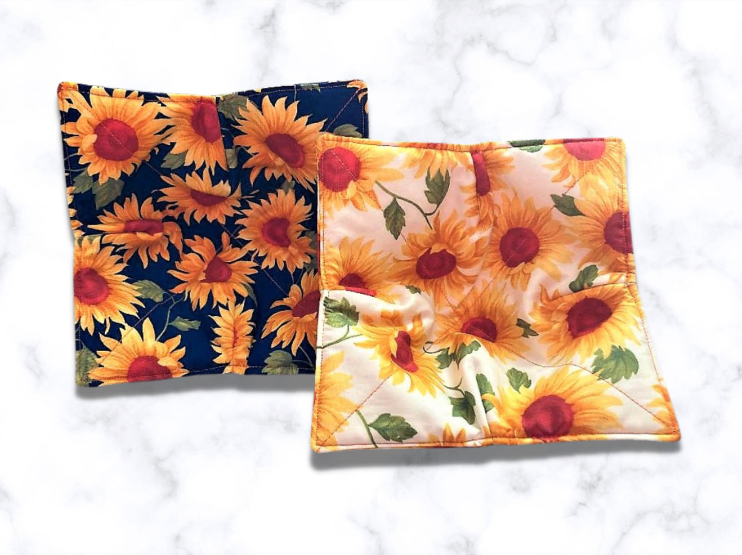 Bowl cozy, Bowl holder, reversible, sunflowers, mothers day gift, housewarming gift, spring gifts, potholder, kitchen accessory
