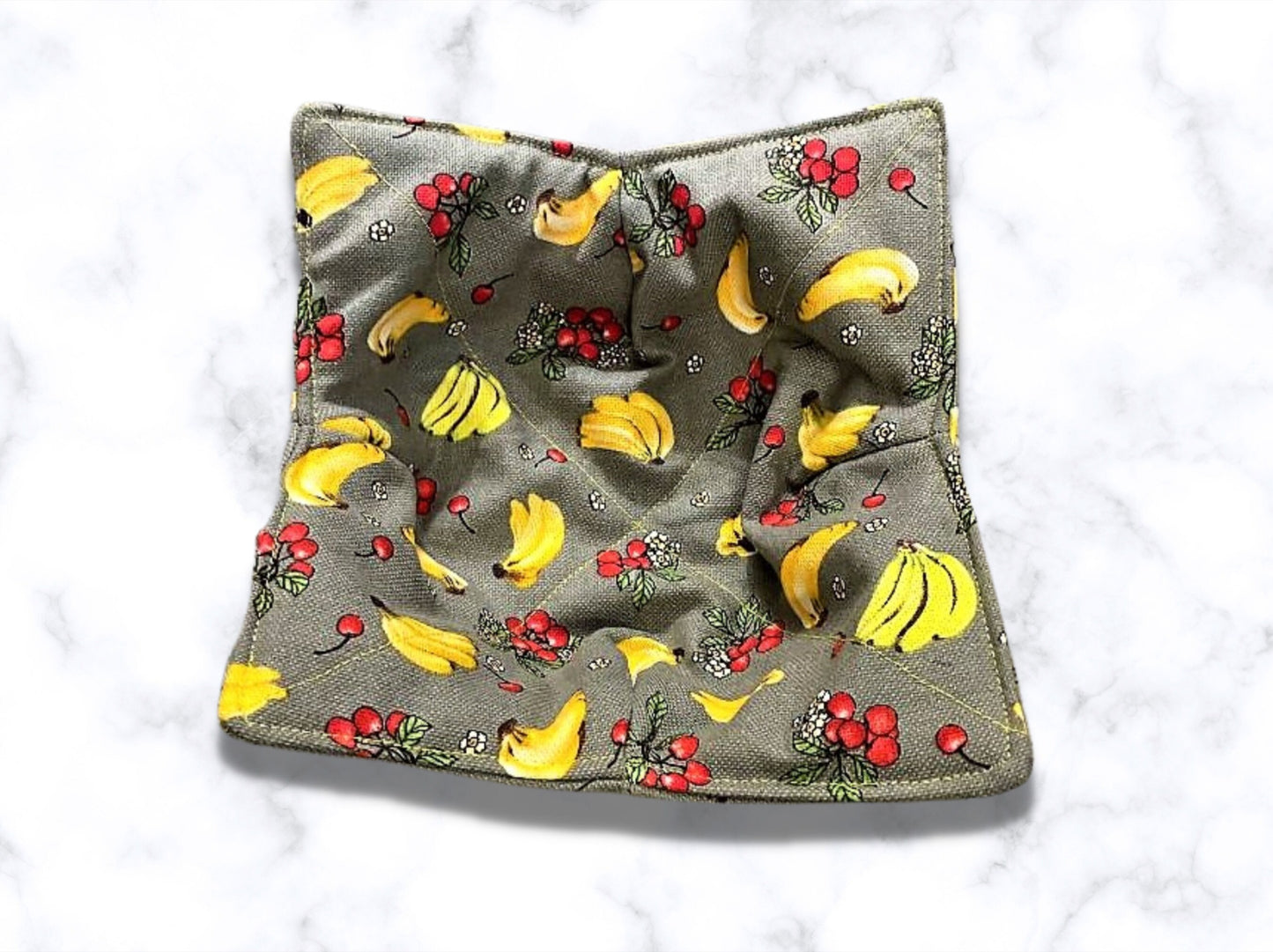 bowl cozy, banana bowl cosy, fathers day gift, housewarming gift, bowl holder, reversible, Bananas, potholder, bowl hug, fruit bowl