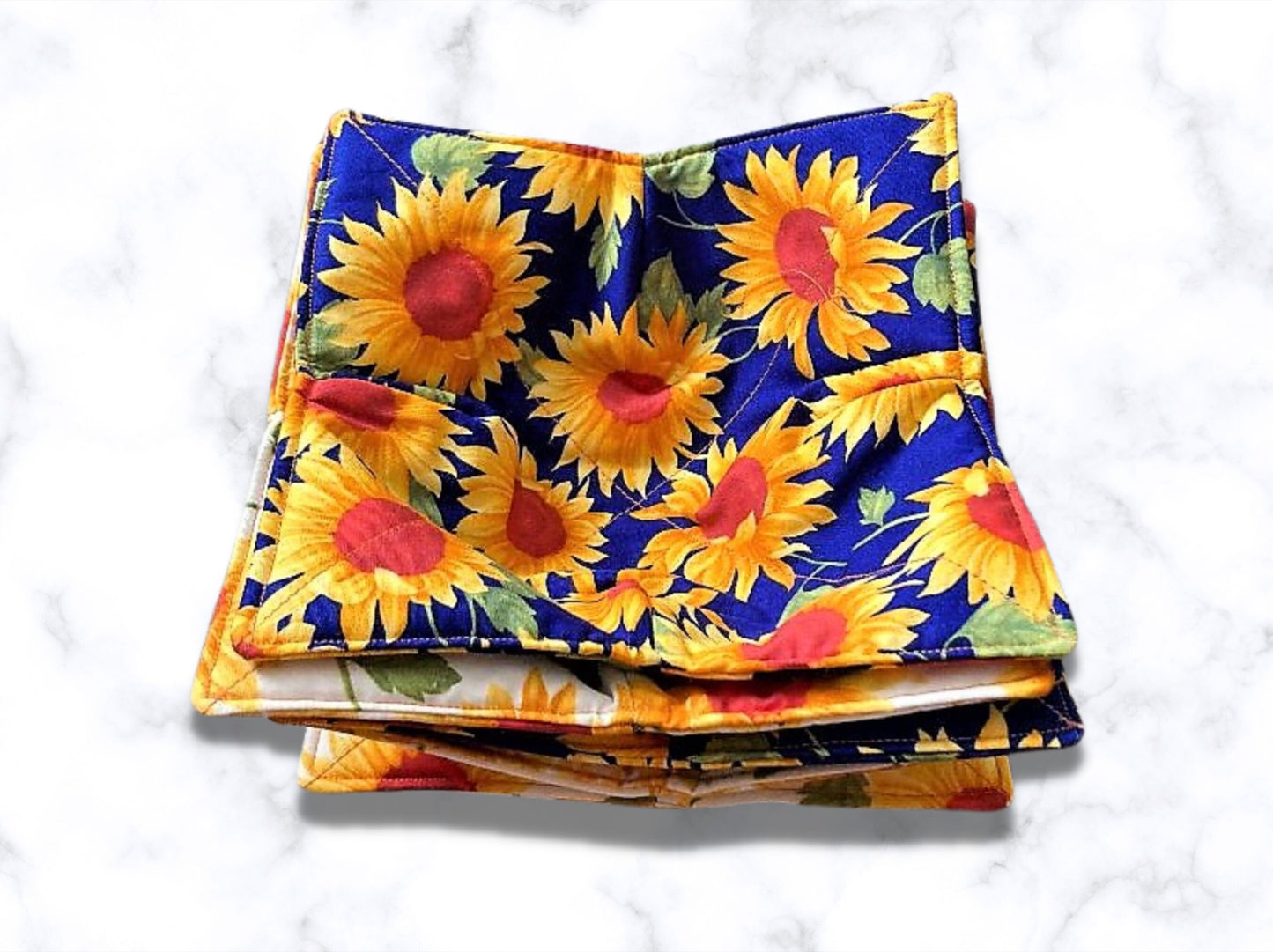 Bowl cozy, Bowl holder, reversible, sunflowers, mothers day gift, housewarming gift, spring gifts, potholder, kitchen accessory