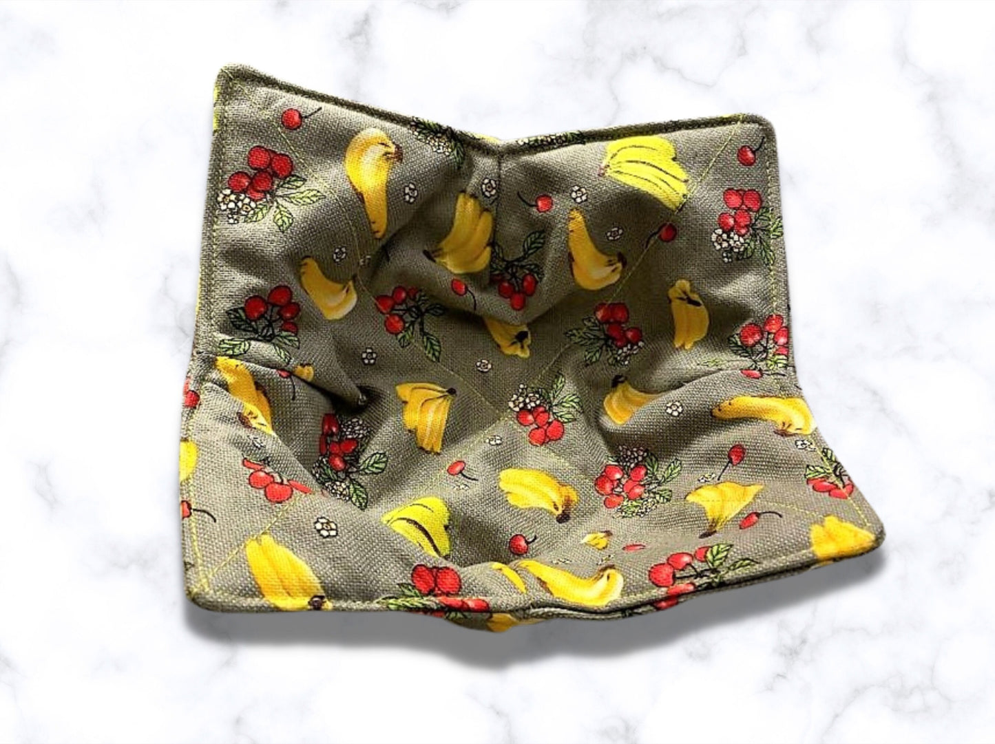 bowl cozy, banana bowl cosy, fathers day gift, housewarming gift, bowl holder, reversible, Bananas, potholder, bowl hug, fruit bowl