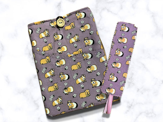 Book Sleeve, Book pouch, Book cover, Guinea pig book holder, Bookmark