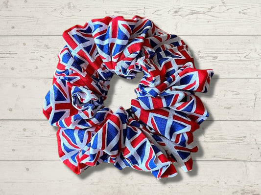 Hair scrunchie, union jack hair accessories, coronation gifts, hair ties, gifts for her, school scrunchies, valentines gift, hair care