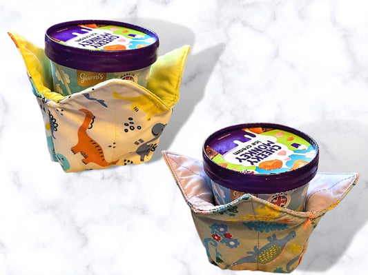 Ice cream cozy, Ice cream holder, ice cream bowl, Noodle bowl, Kids party bowl, bowl holder, party gift, dinosaurs