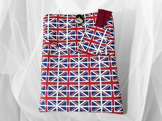 Book Sleeve, Book jacket, Book cover, Union Jack, book mark, book pouch