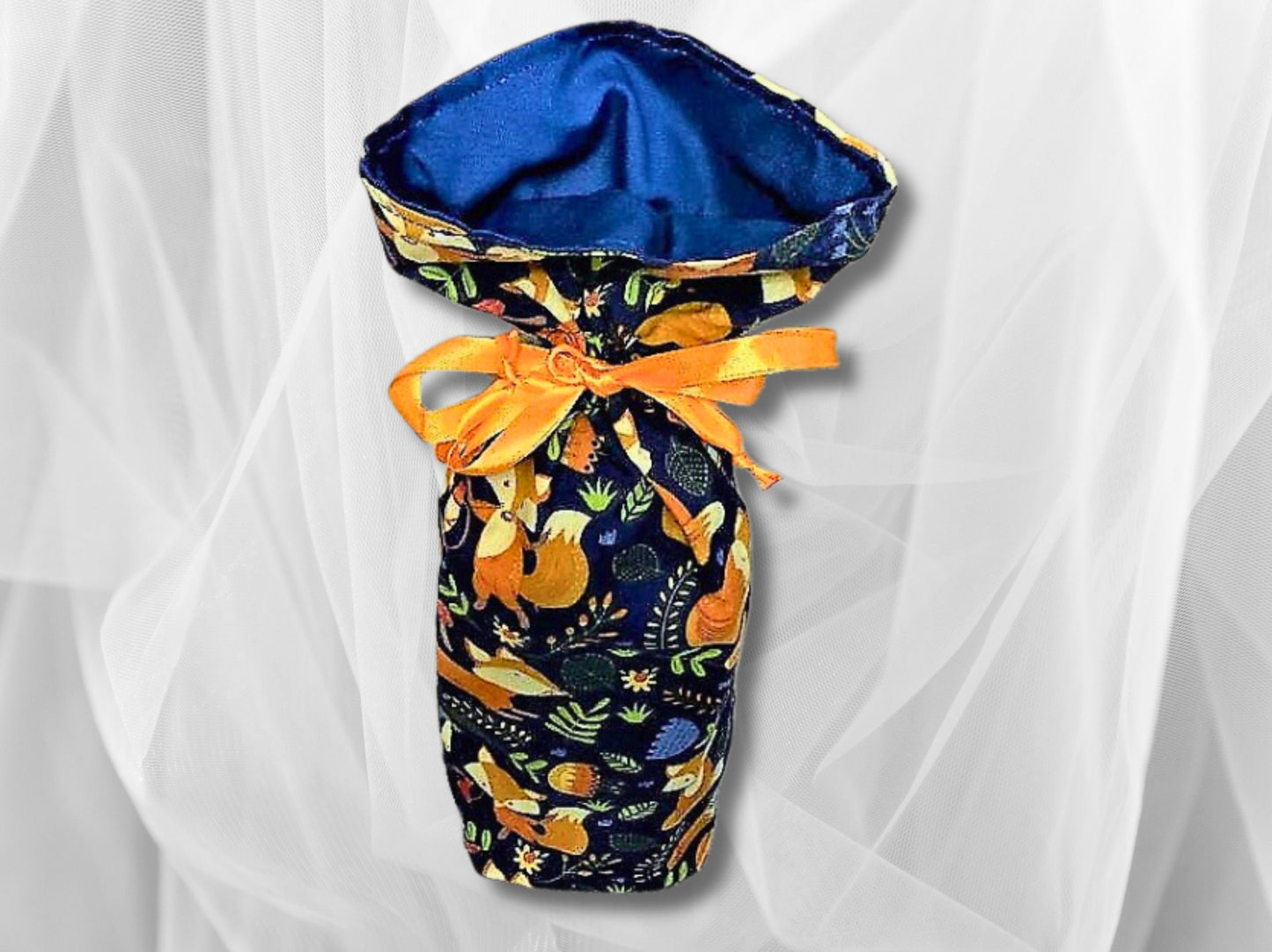 Bottle bag, Reusable bottle bag, fathers day gift, drinks bag, drawstring bag, gift bag, Foxs, Mothers day gift, Valentines gift